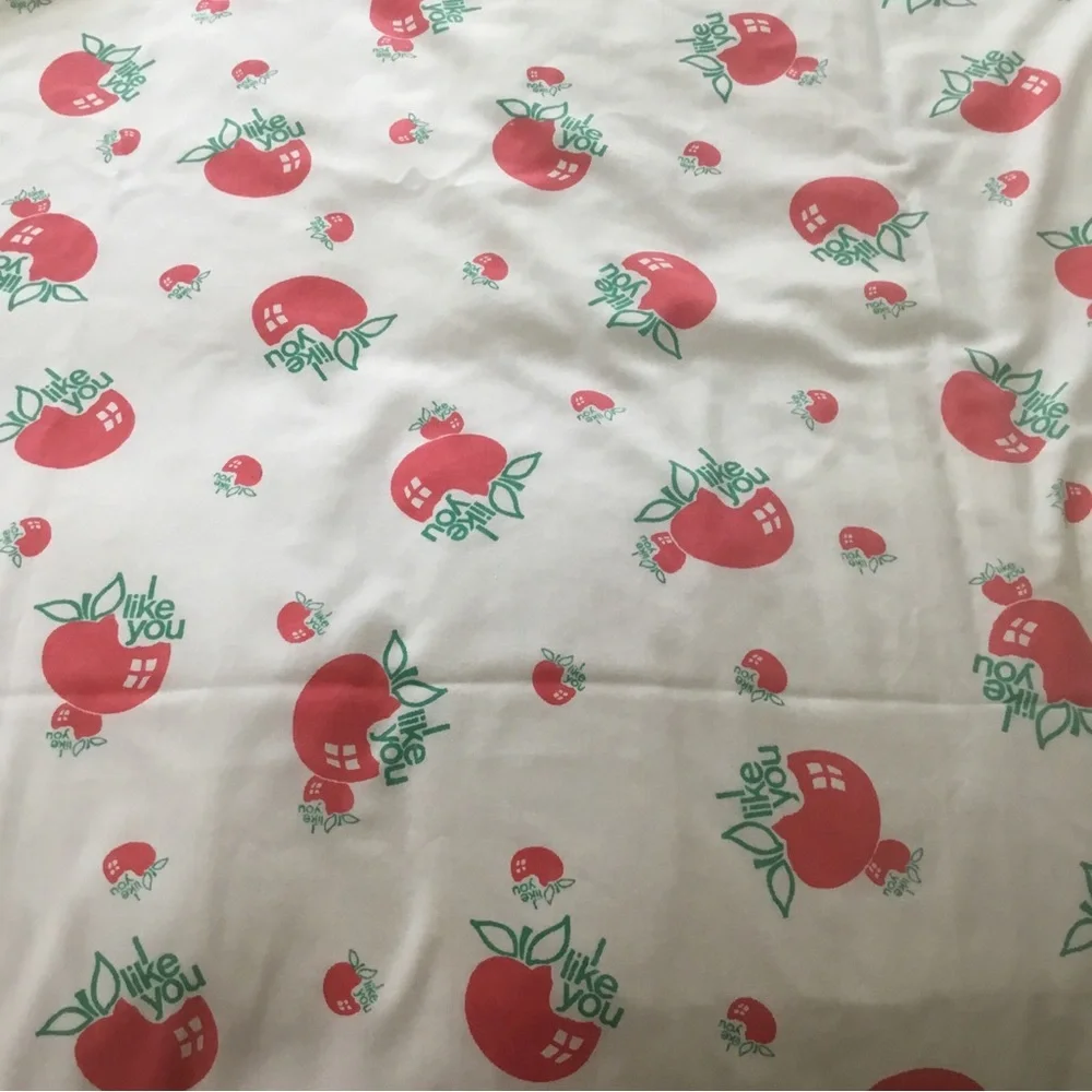 Sears Twin Top Sheet I LIKE YOU Apple Vintage 1974 67 x 94” MFG FLAW
